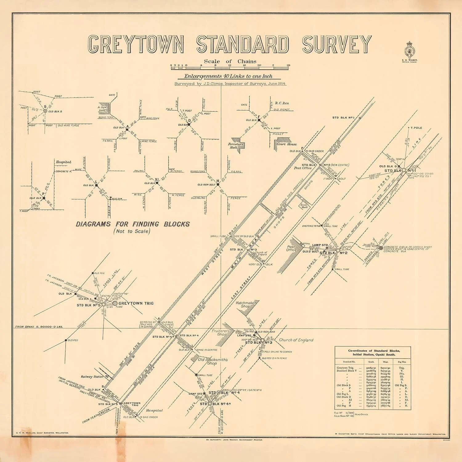 Vintage Greytown Standard Survey map on acrylic or ACM a great