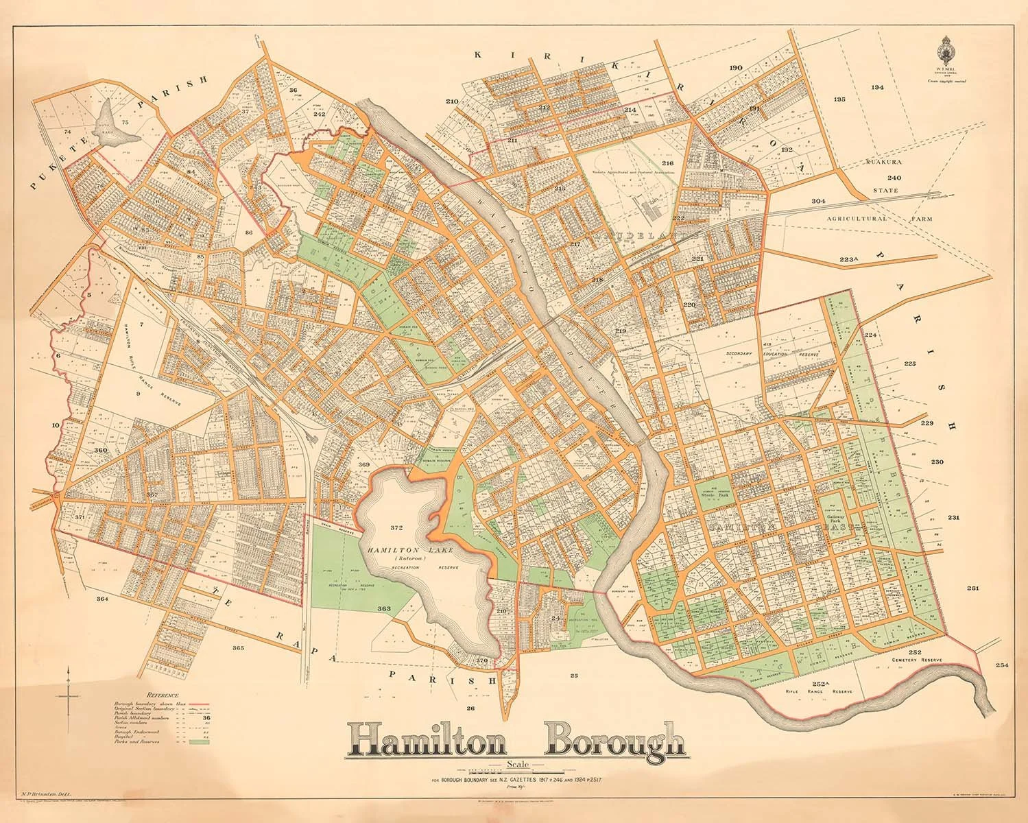 Vintage map of Hamilton, New Zealand