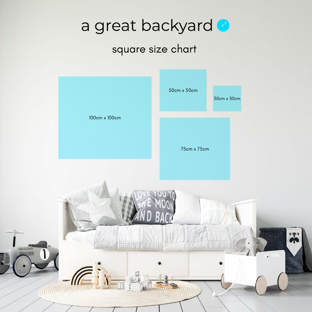 Kids room and wall of acrylic and ACM square photo sizes offered by great backyard's specialist print shop