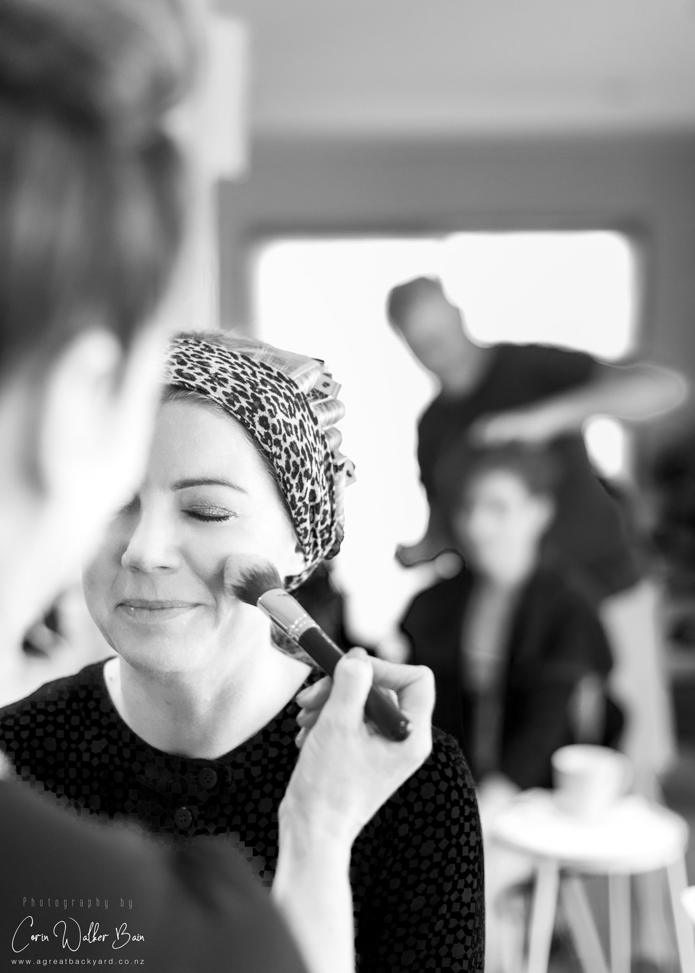 Bride getting makeup