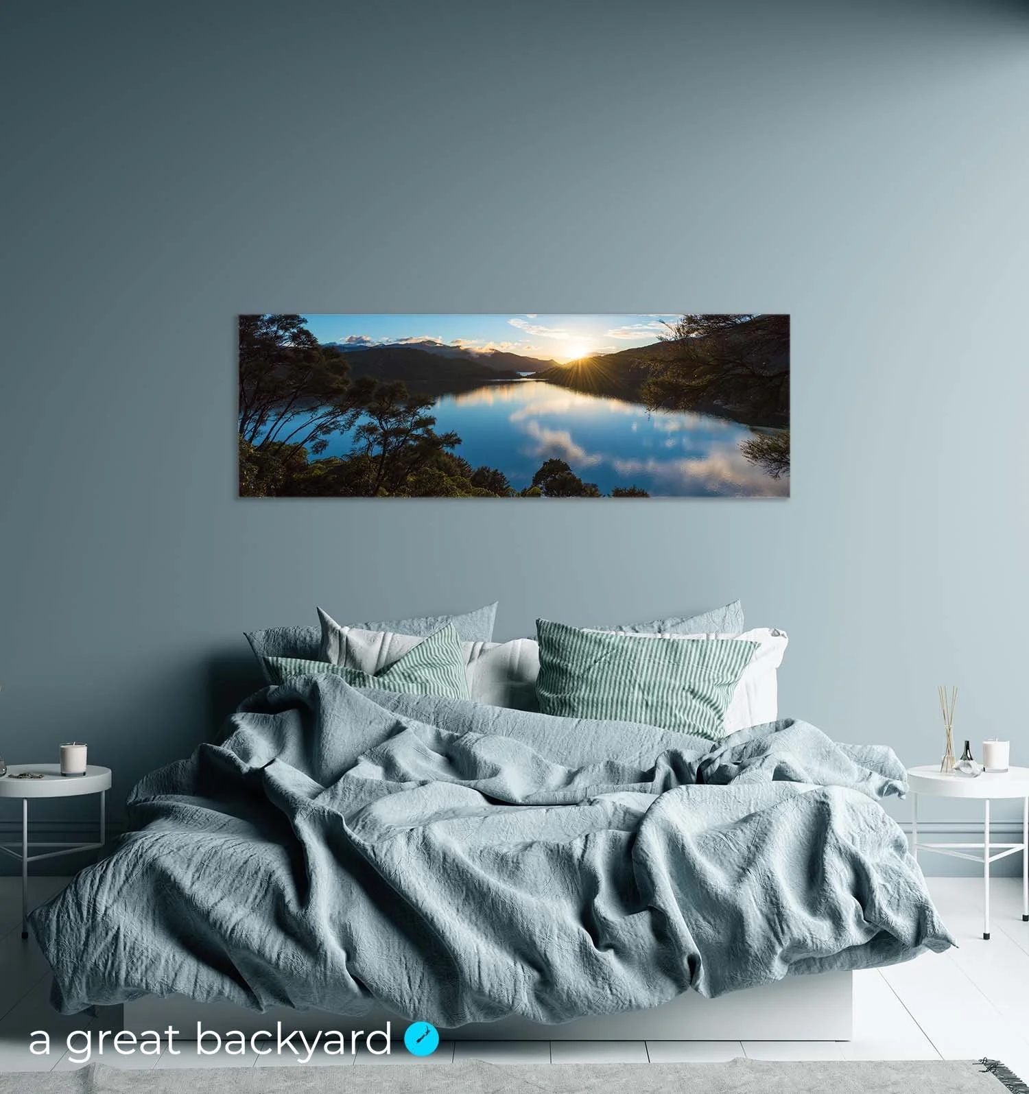 Kenepuru Sound Panorama print on home wall | a great backyard landscape photography prints