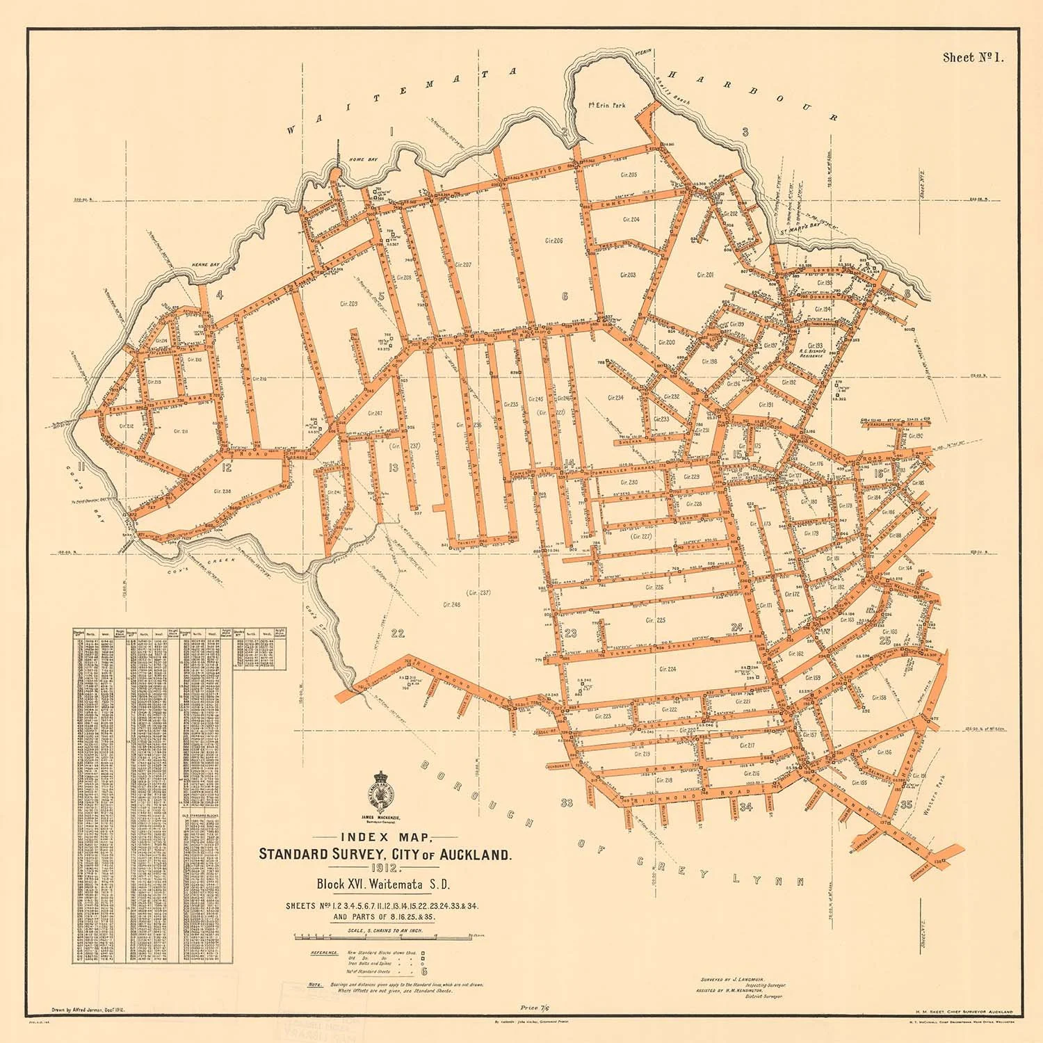 Vintage 1912 map of Auckland Acrylic & ACM Prints — a great backyard