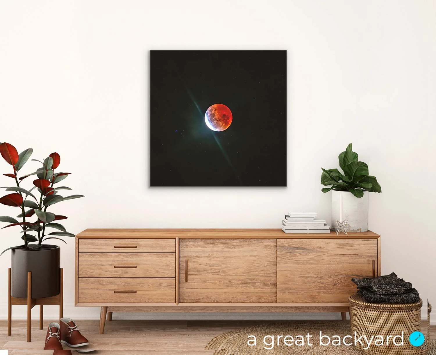 Blood moon print hanging on home wall | a great backyard specialist print and photography