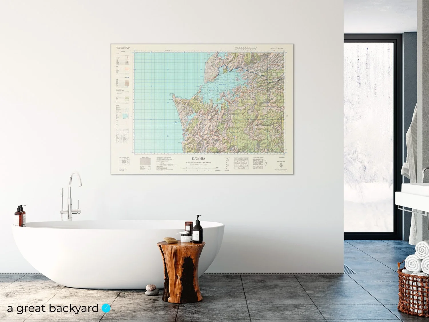 Vintage Kawhia Map (1974) Gallery quality acrylic & ACM Prints — a