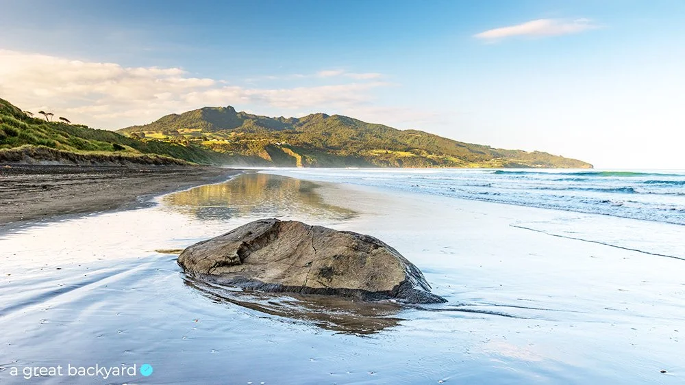 Rock on Raglan beach, Waikato, New Zealand