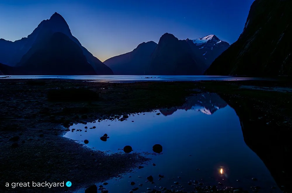 Moon reflection at Milford Sound by Corin Walker Bain | a great backyard