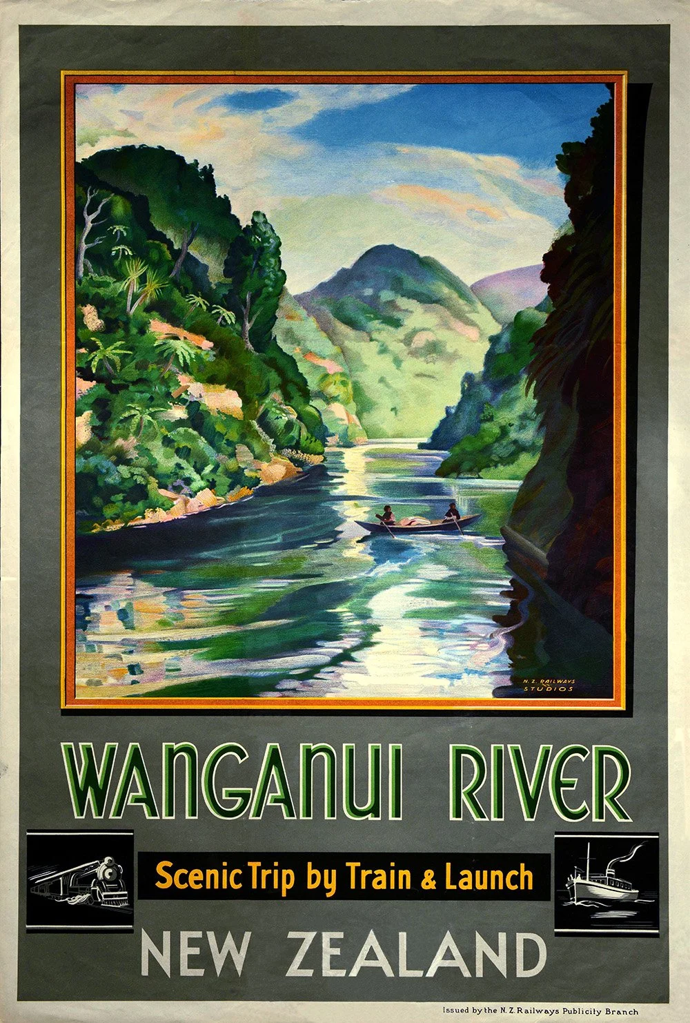 Vintage travel poster for the Wanganui River