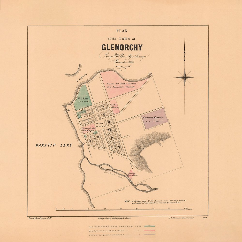Classic 1864 Glenorchy map | a great backyard NZ print studio