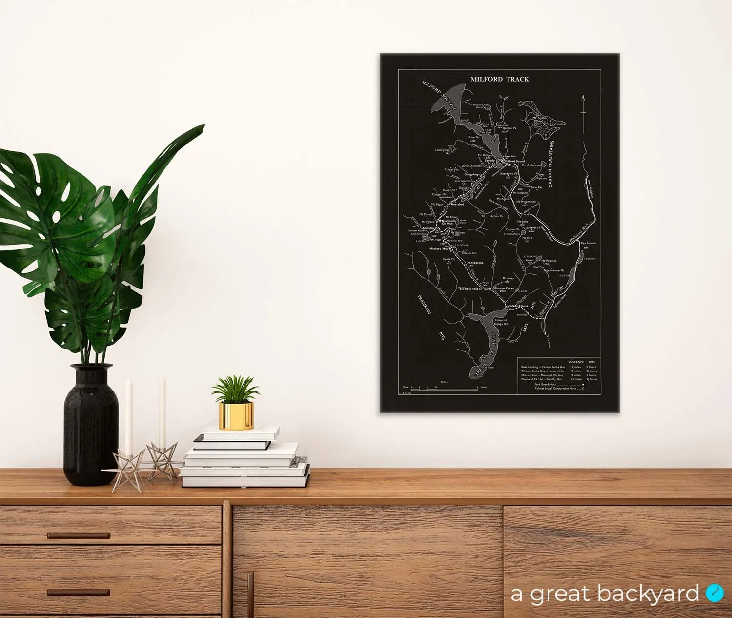 Milford Track map on home wall | Handcrafted by a great backyard
