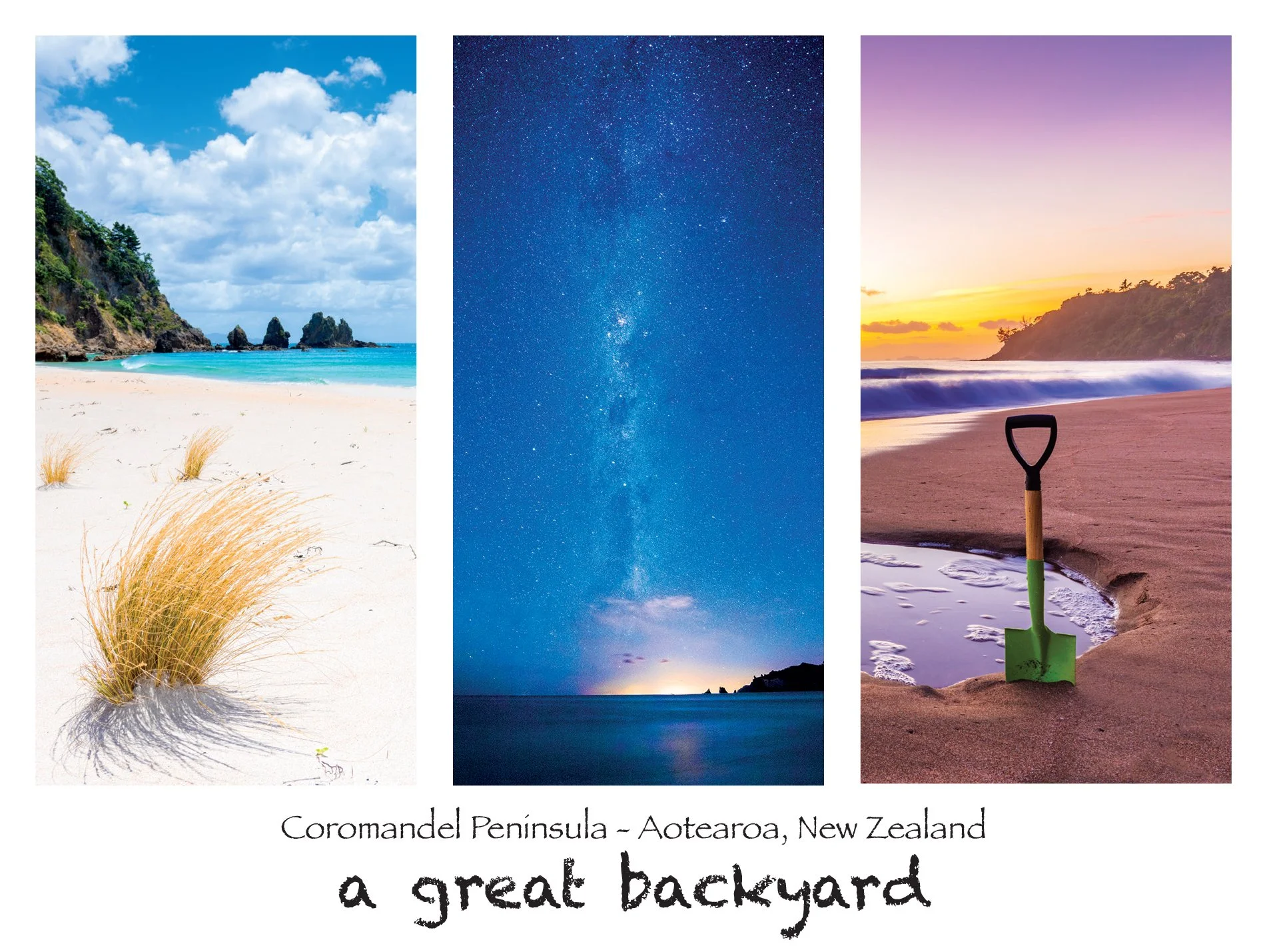 Coromandel Triptych Postcard by Corin Walker Bain | a great backyard photography NZ