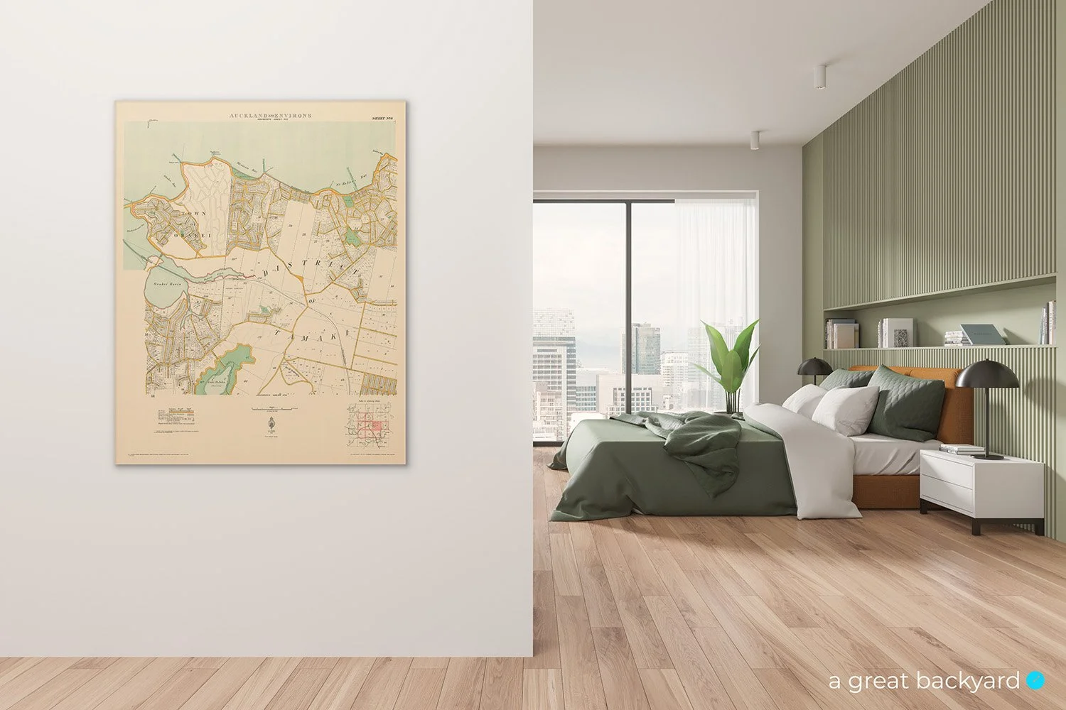 Historic Auckland map on home wall | Hand-crafted by a great backyard