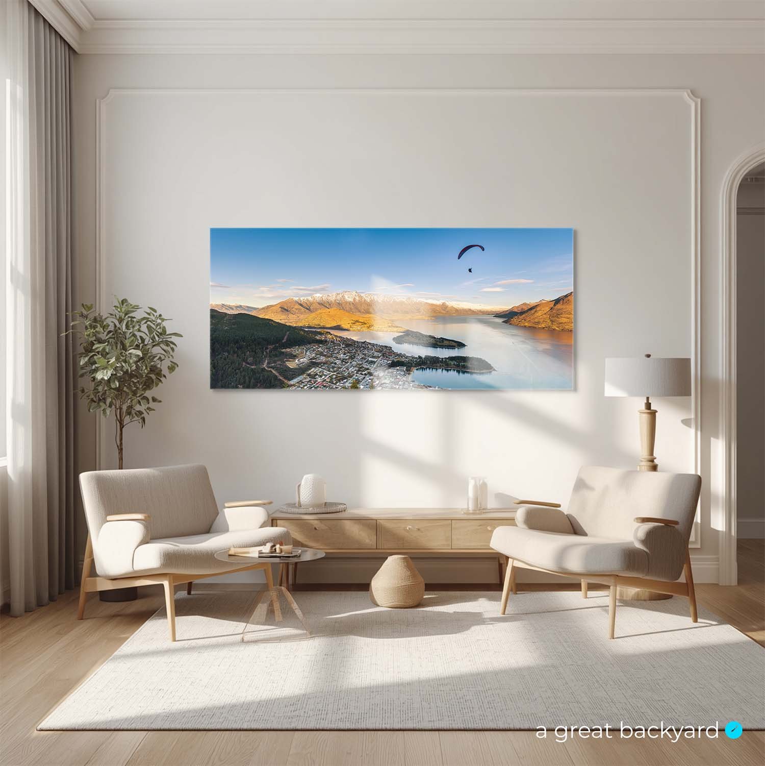 Queenstown paraglider print on home wall | a great backyard prints made in NZ