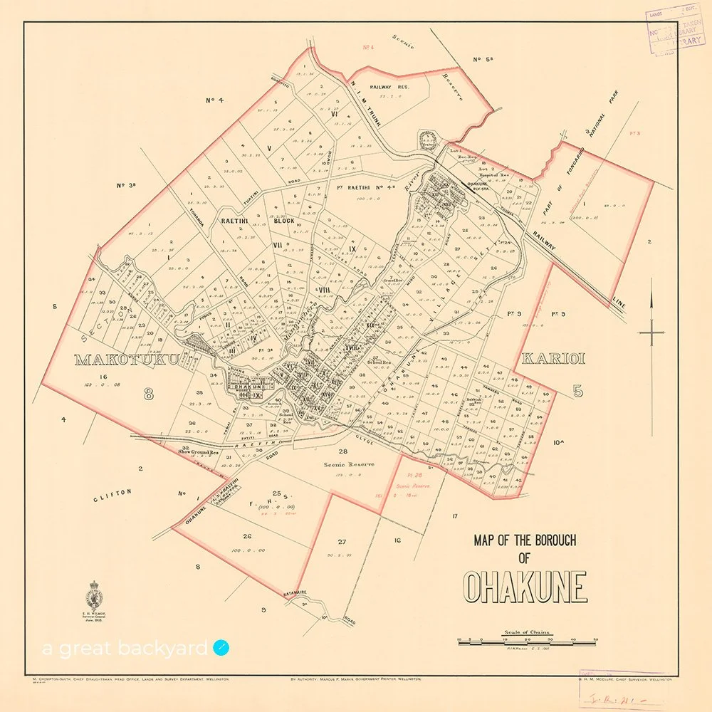 Vintage 1918 map of Ohakune | a great backyard