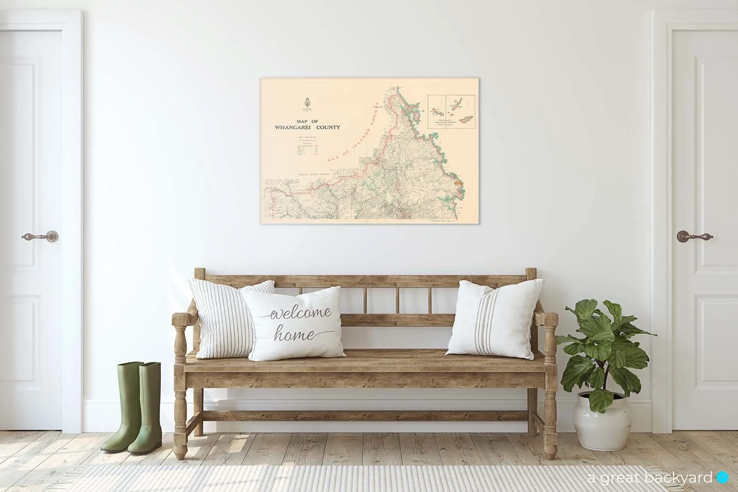 Whangārei County map (1932) on interior wall | a great backyard map prints