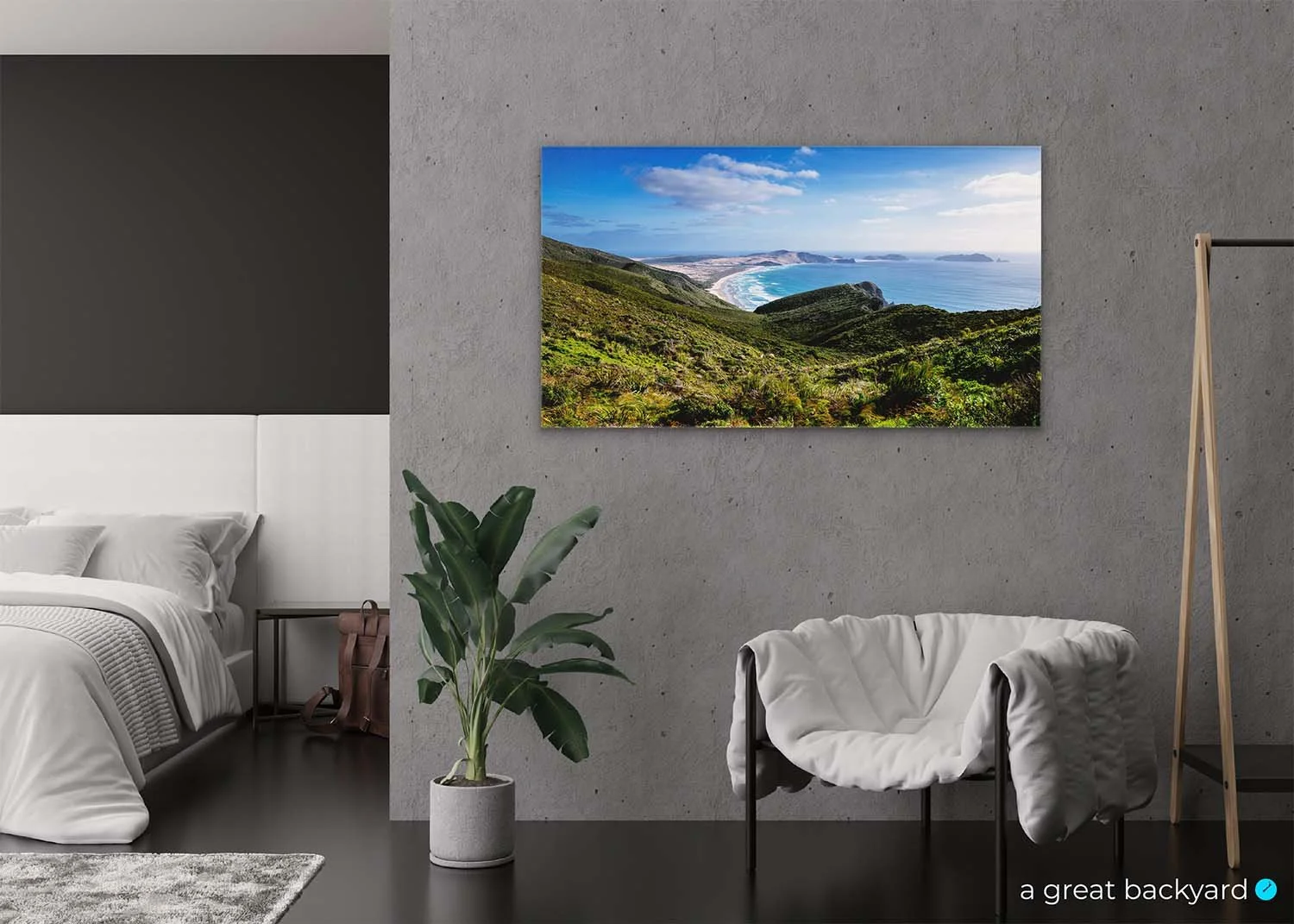 Cape Maria van Diemen print on bedroom wall | a great backyard landscape art