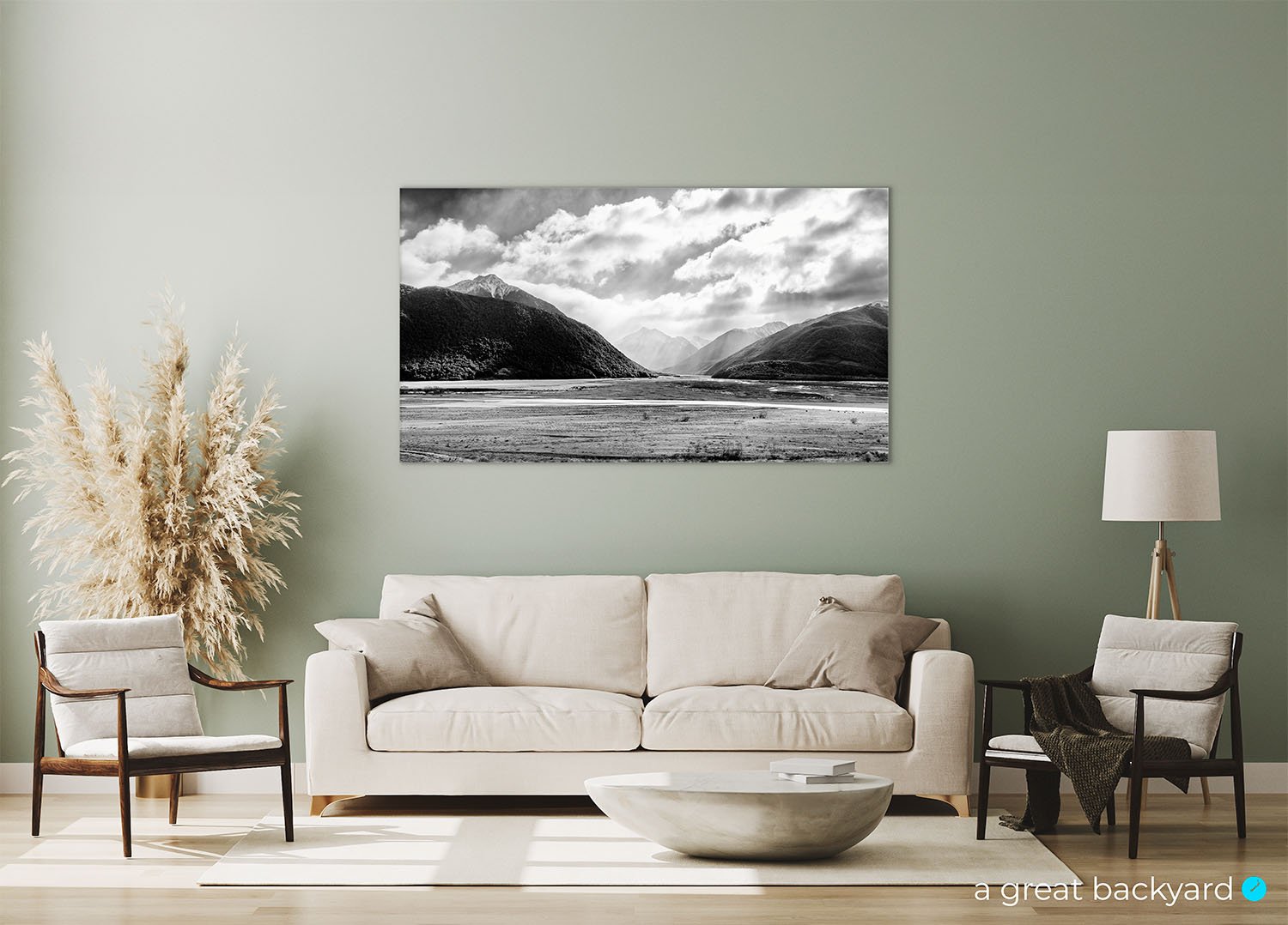 Arthur's Pass black and white print on home wall | a great backyard premium prints made in NZ