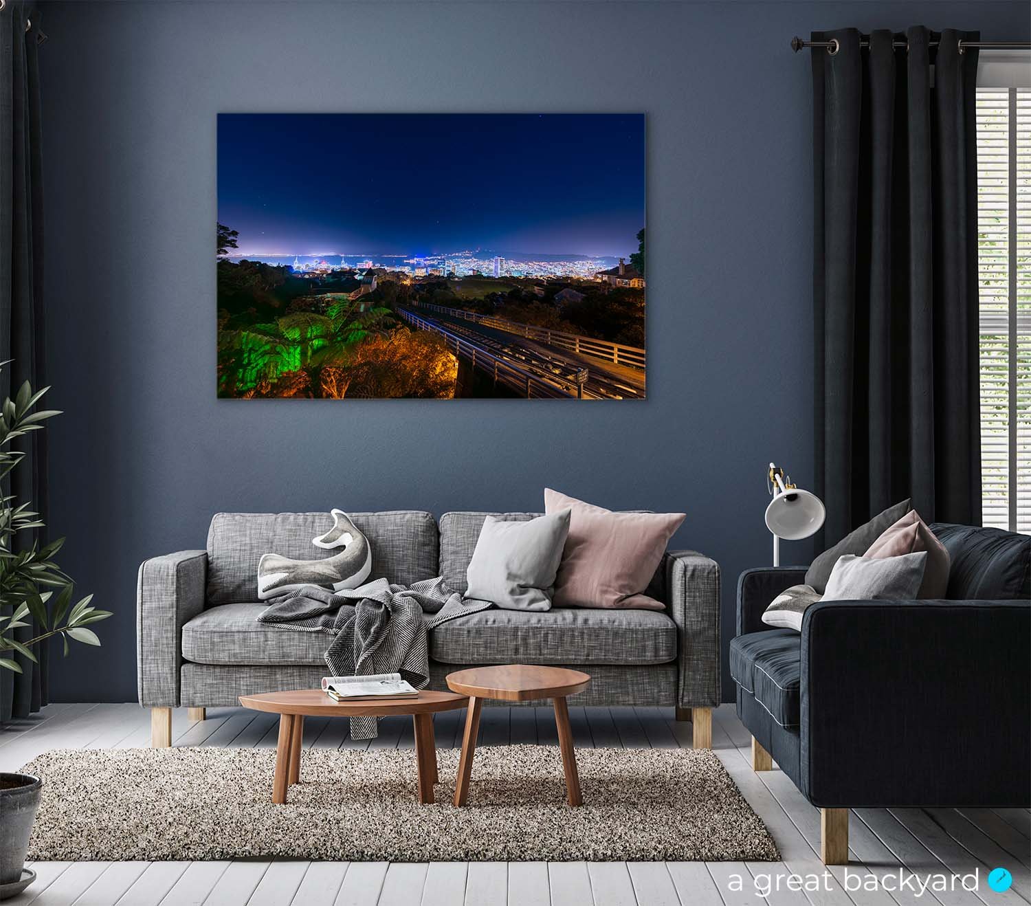 Acrylic print of Wellington Cable Car at Night hanging on home wall | a great backyard NZ