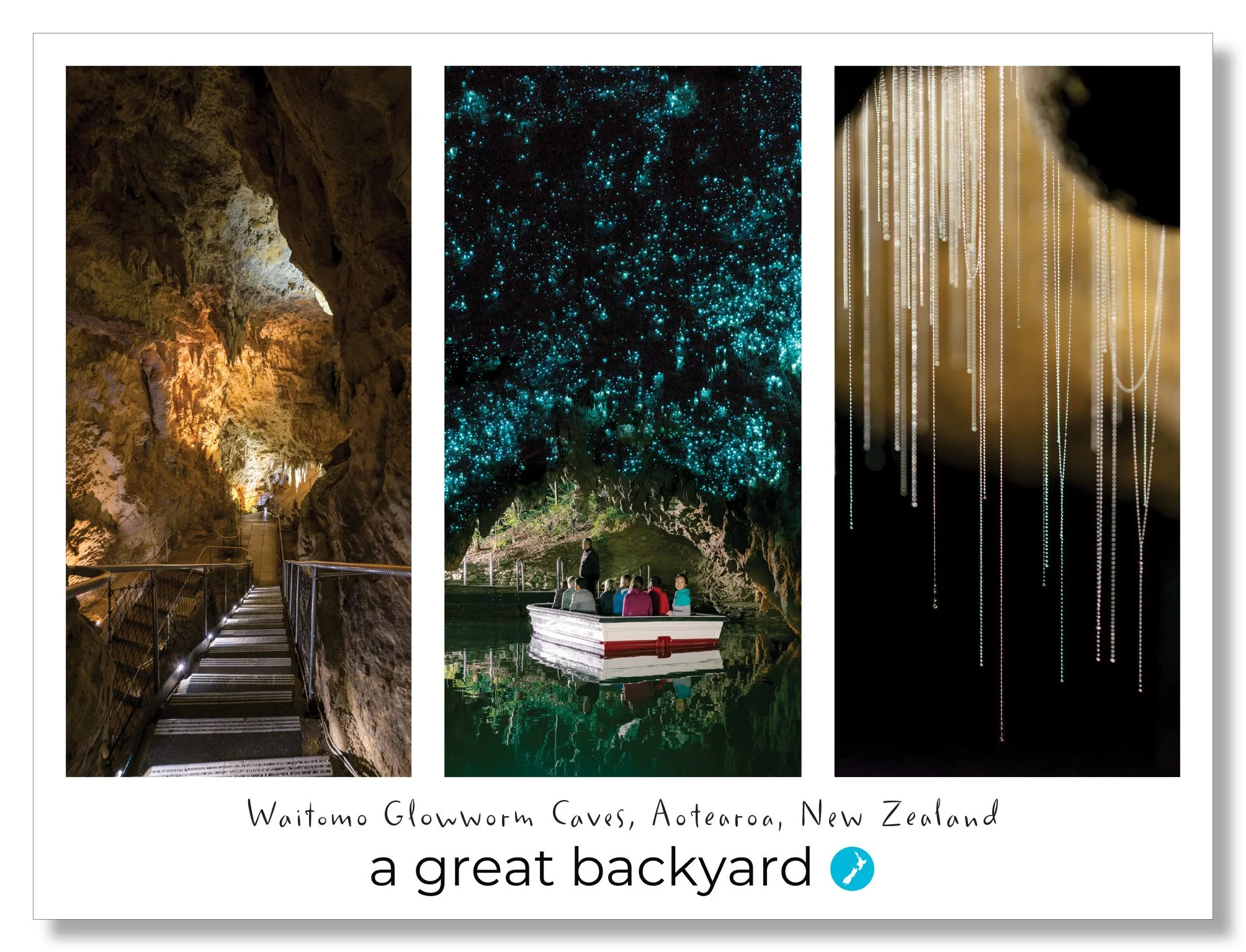 Glowworm Caves Triptych Postcard by Corin Walker Bain | a great backyard photography NZ