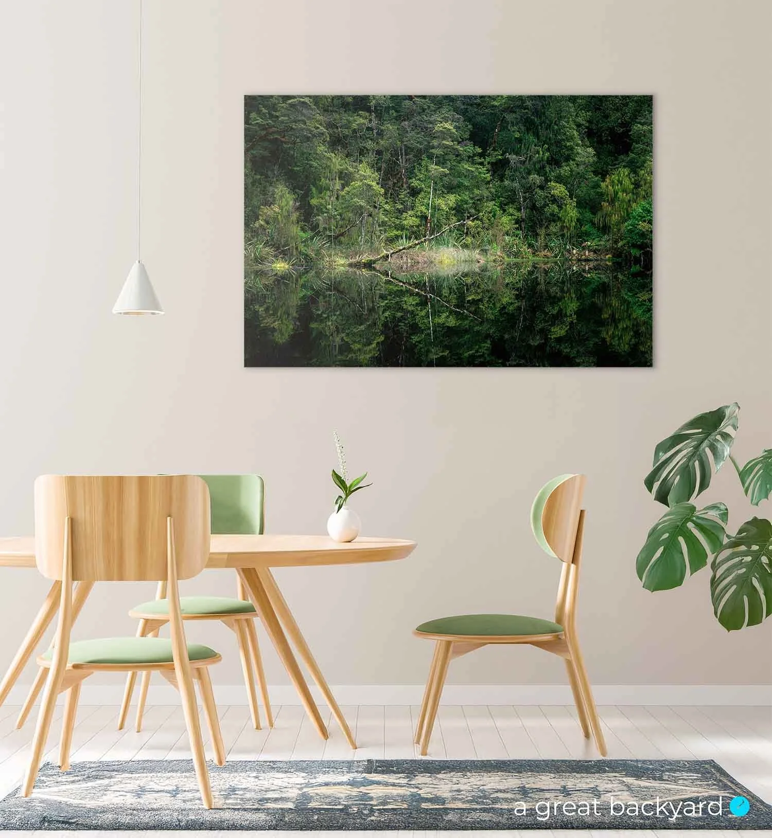 Mirror Tarn print hanging on interior wall | a great backyard print & photography