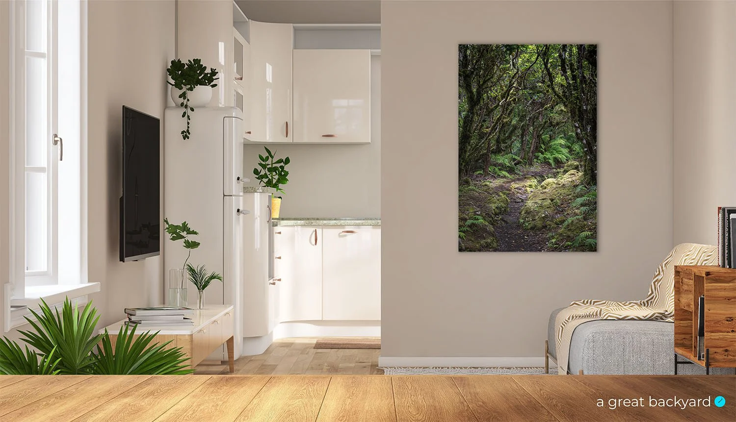 Goblin forest print hanging on home wall | a great backyard print & design