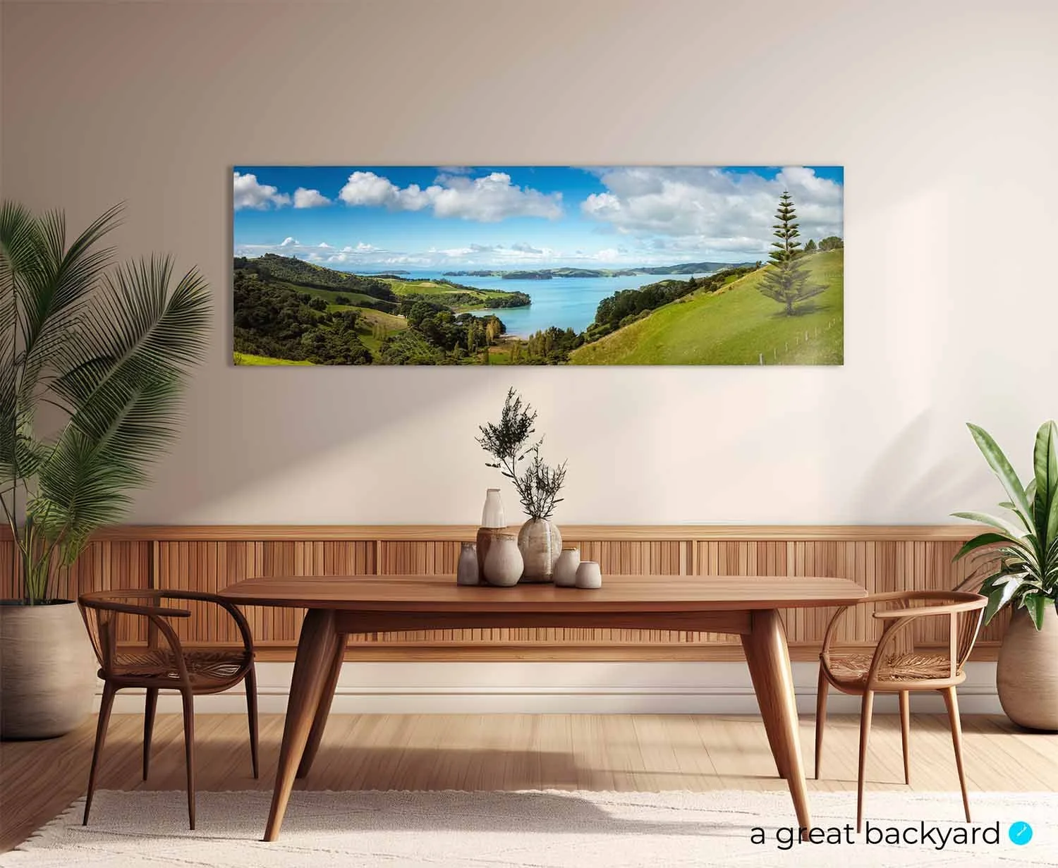 Waiheke Island panorama on interior wall | a great backyard fine art prints