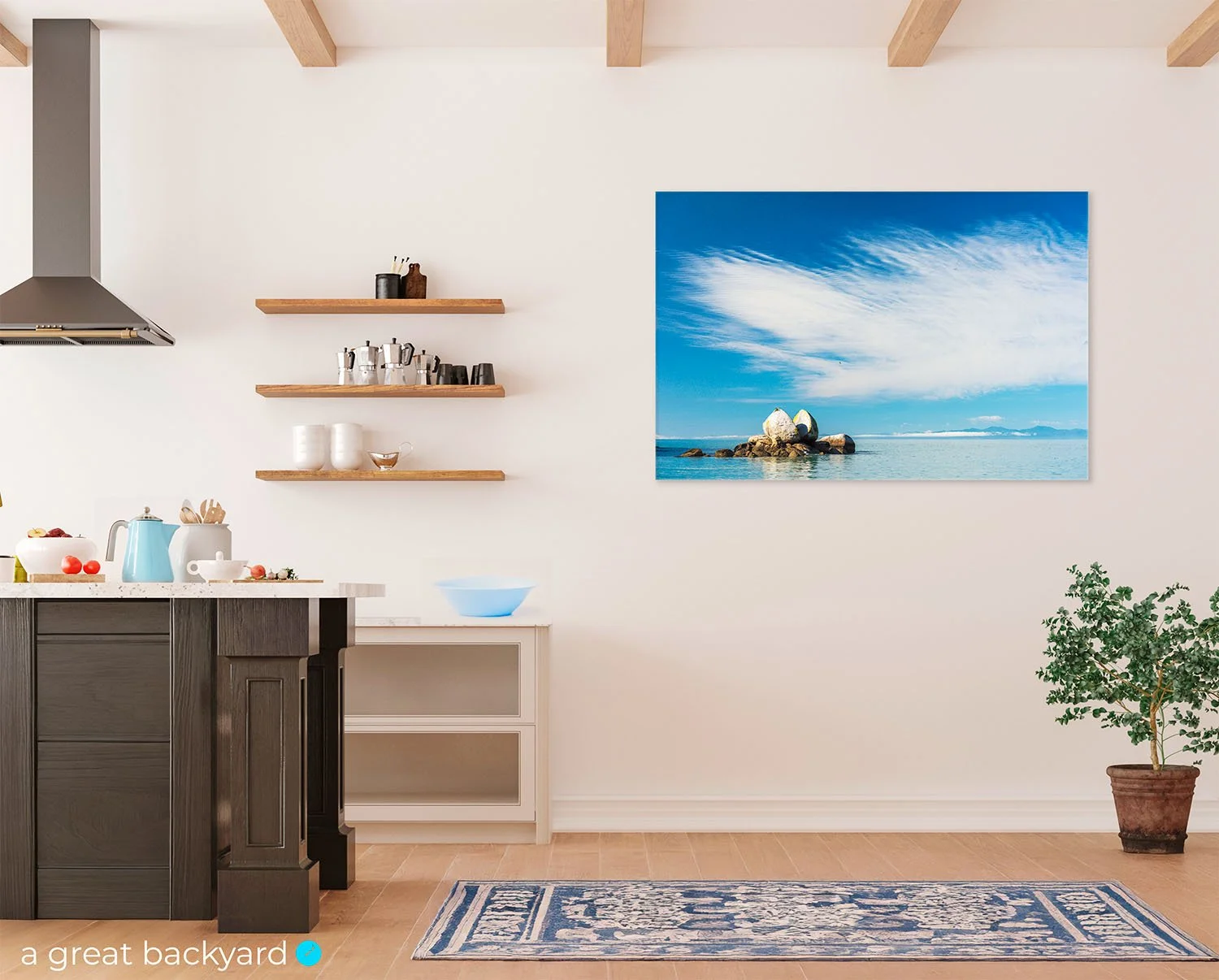 Split Apple Rock print on kitchen wall | a great backyard New Zealand photography