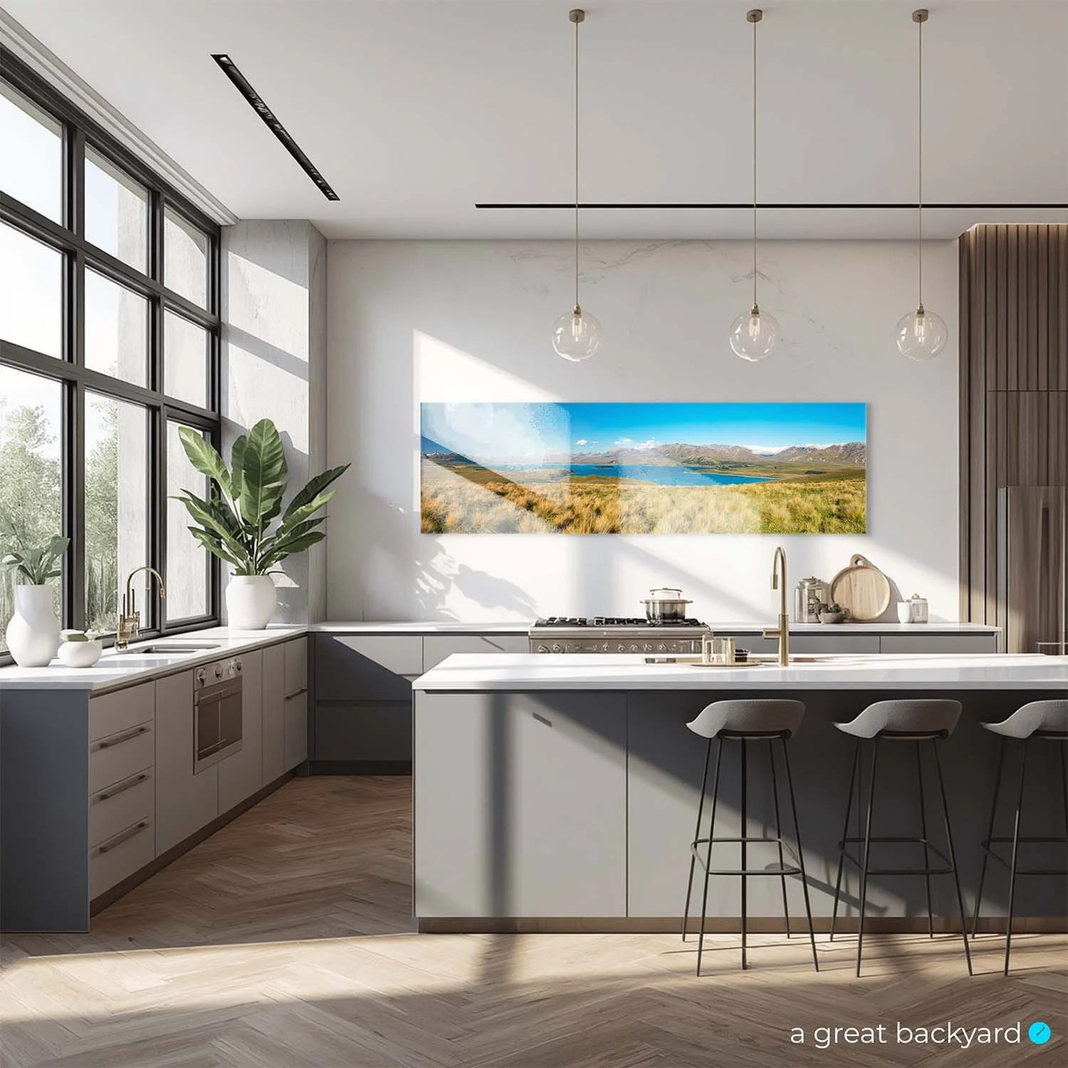 Tekapo print on kitchen wall | a great backyard large format prints