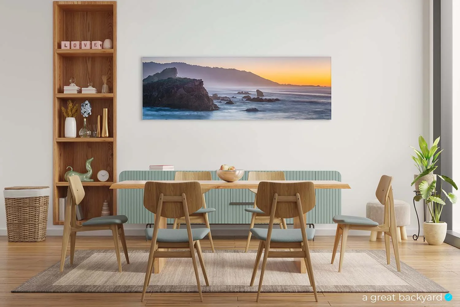 Punakaiki Coast print hanging on interior wall | a great backyard epic NZ photography
