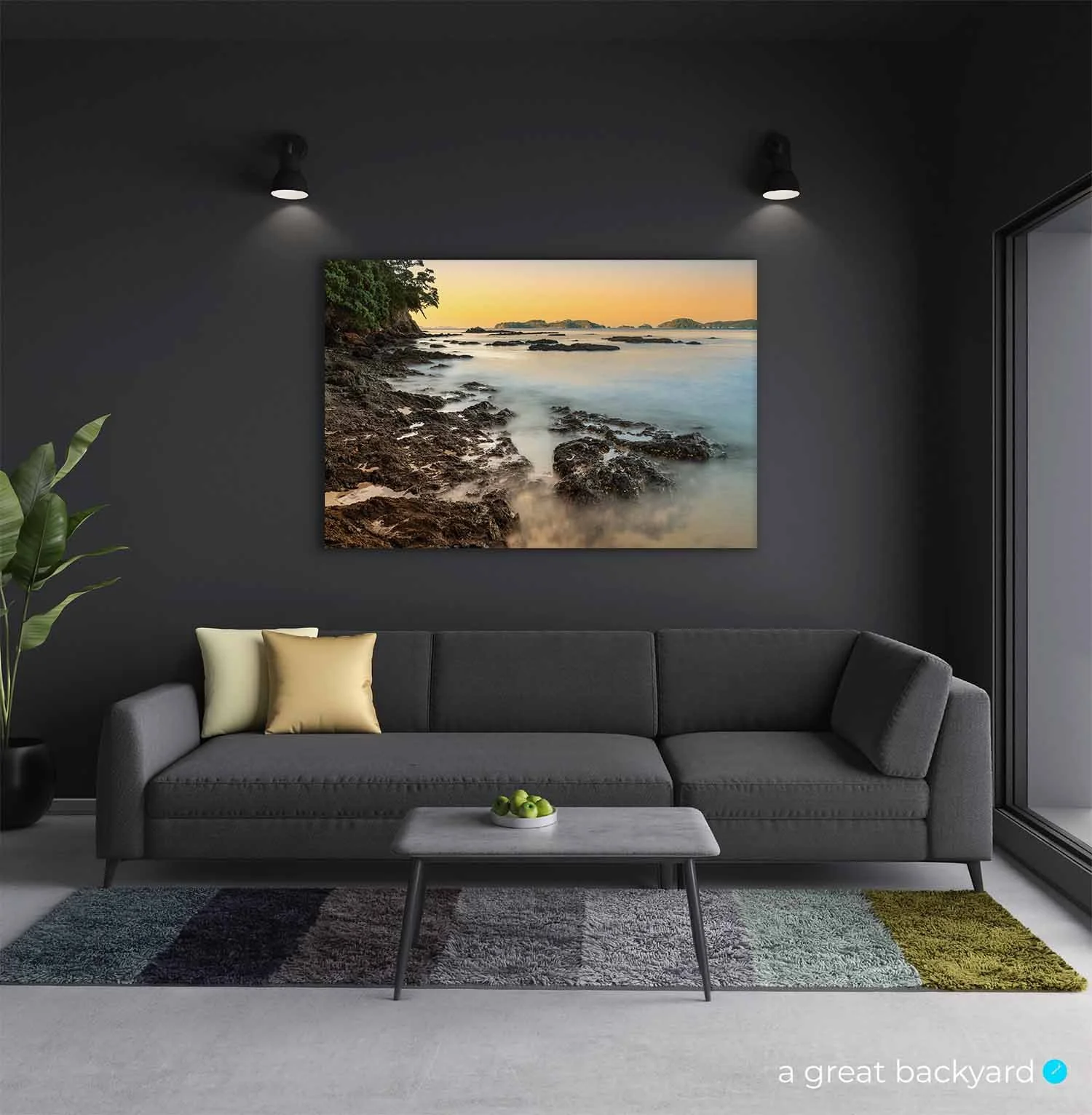 Anamatuku Bay dawn on home wall | a great backyard New Zealand