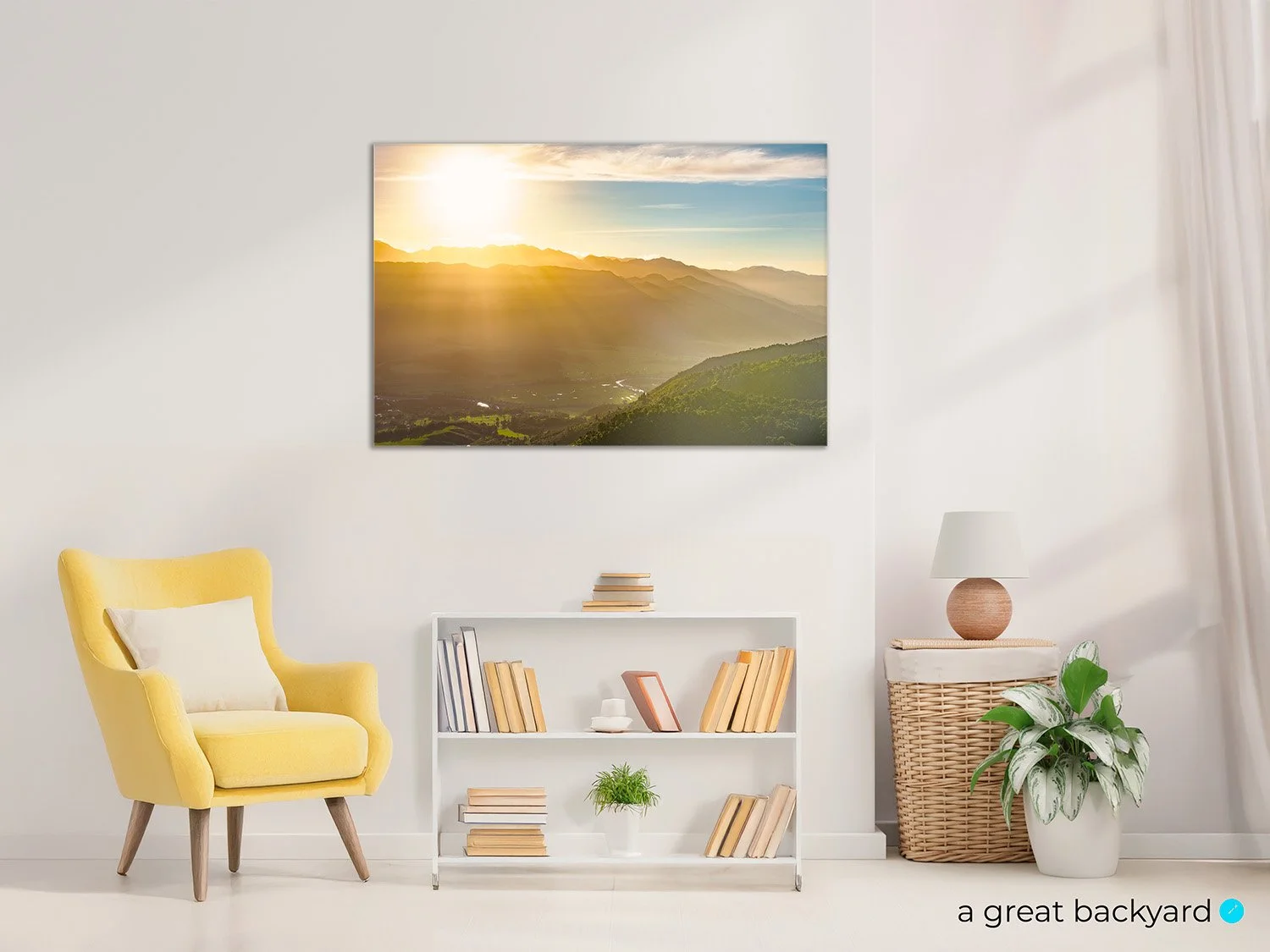 Takaka sunrays print on interior wall | a great backyard New Zealand landscape photography