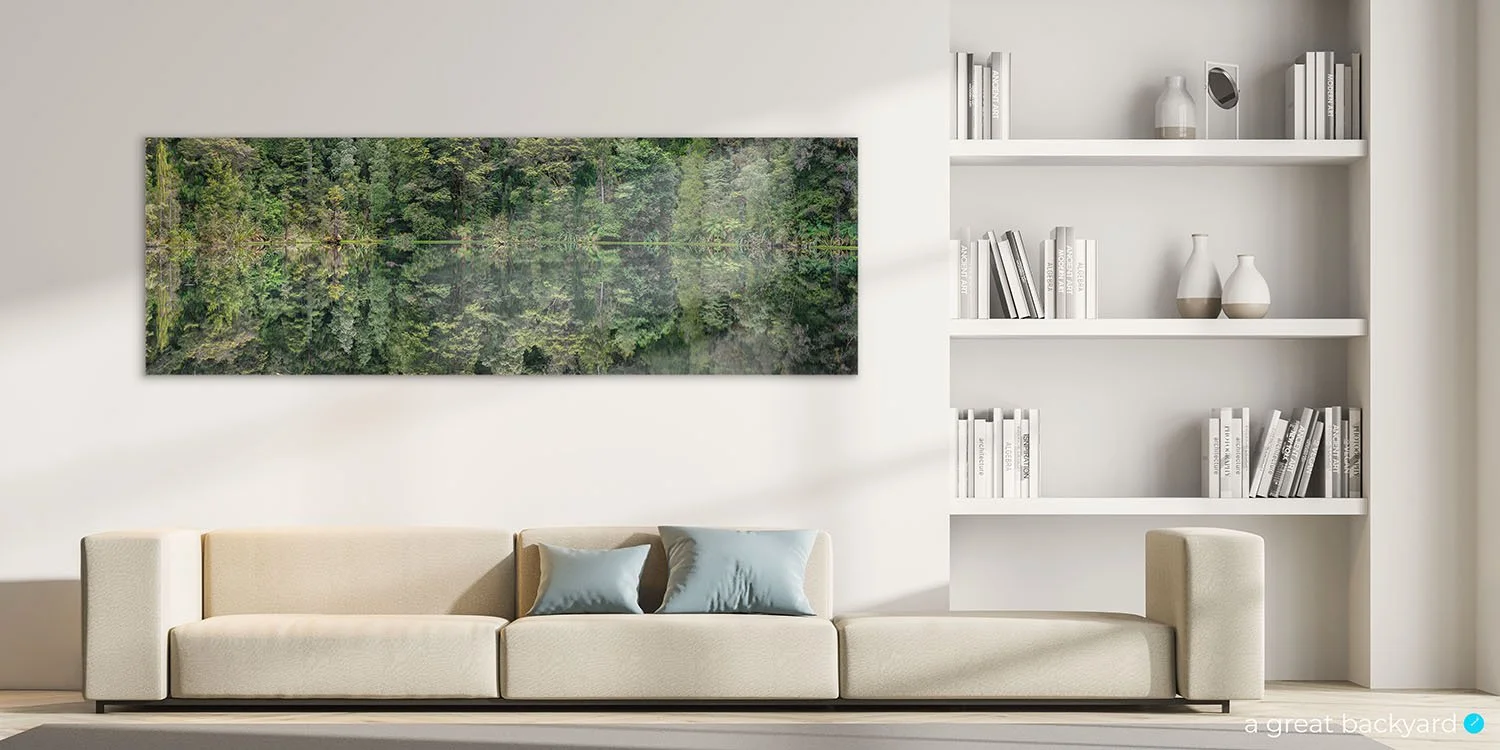 Mirror Tarn print on home wall | a great backyard epic New Zealand photography