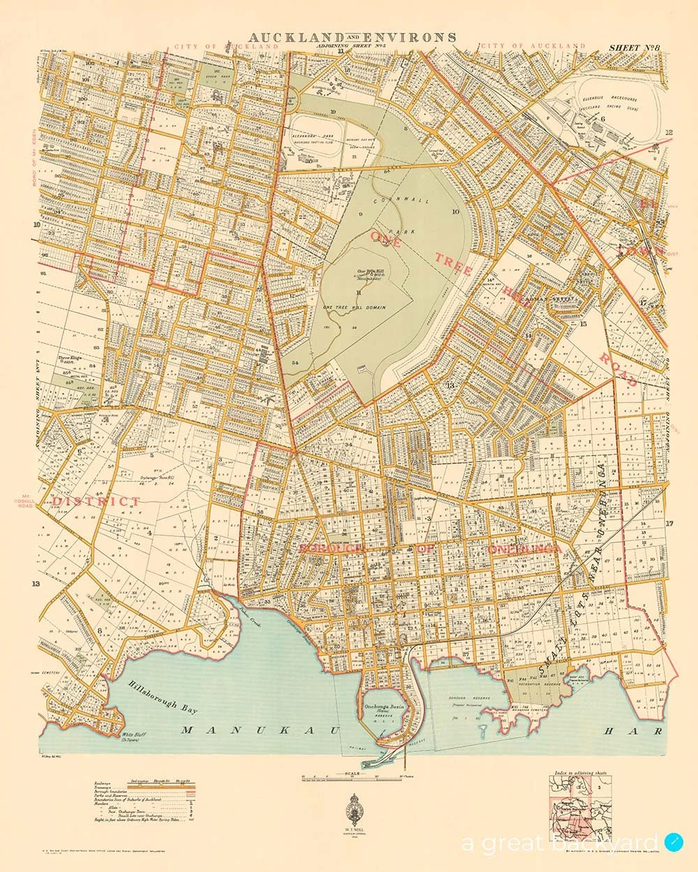 Vintage One Tree Hill map (1926) | a great backyard vintage Auckland maps made in NZ