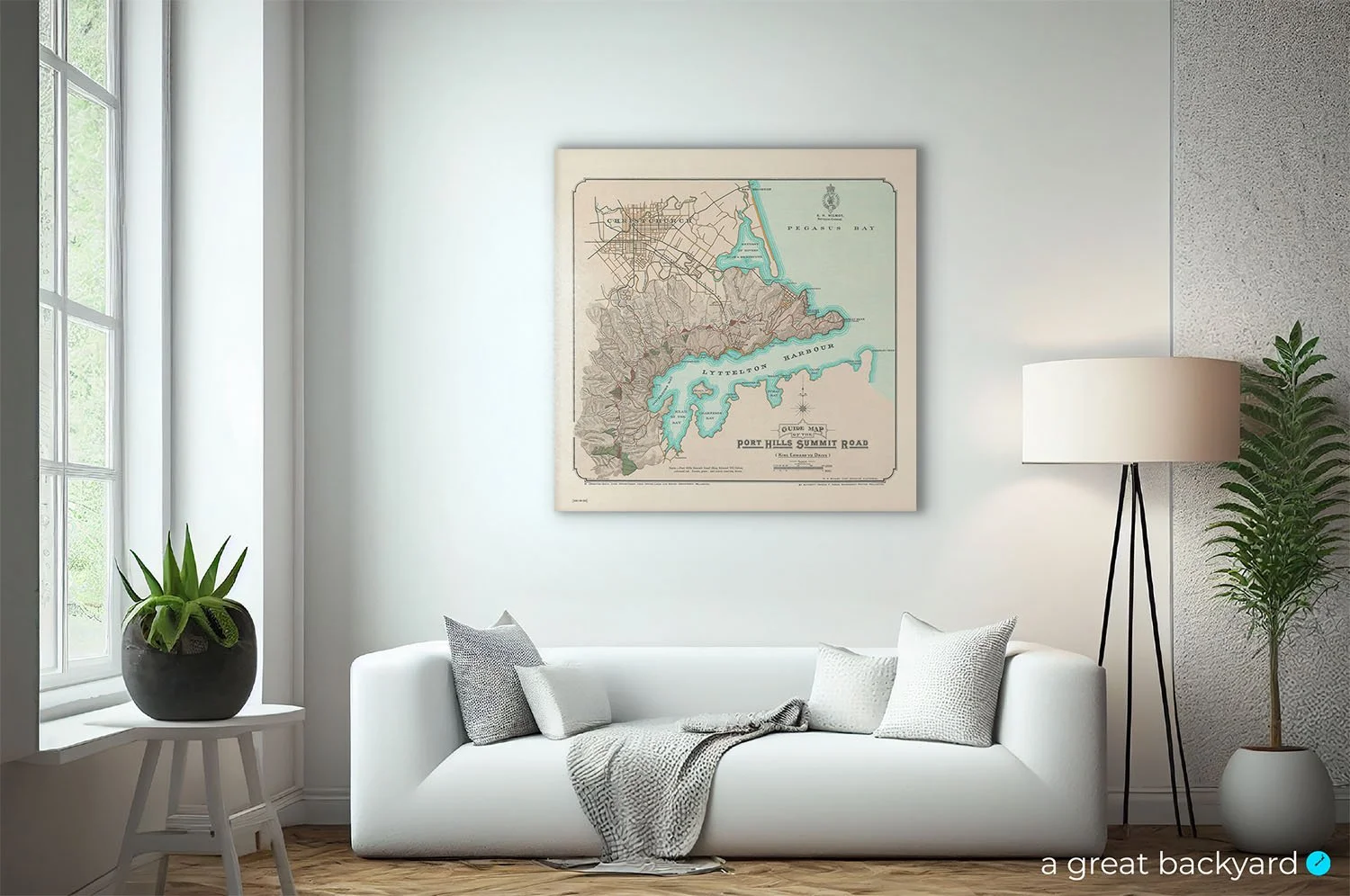 Port Hills map hanging on home wall | a great backyard New Zealand
