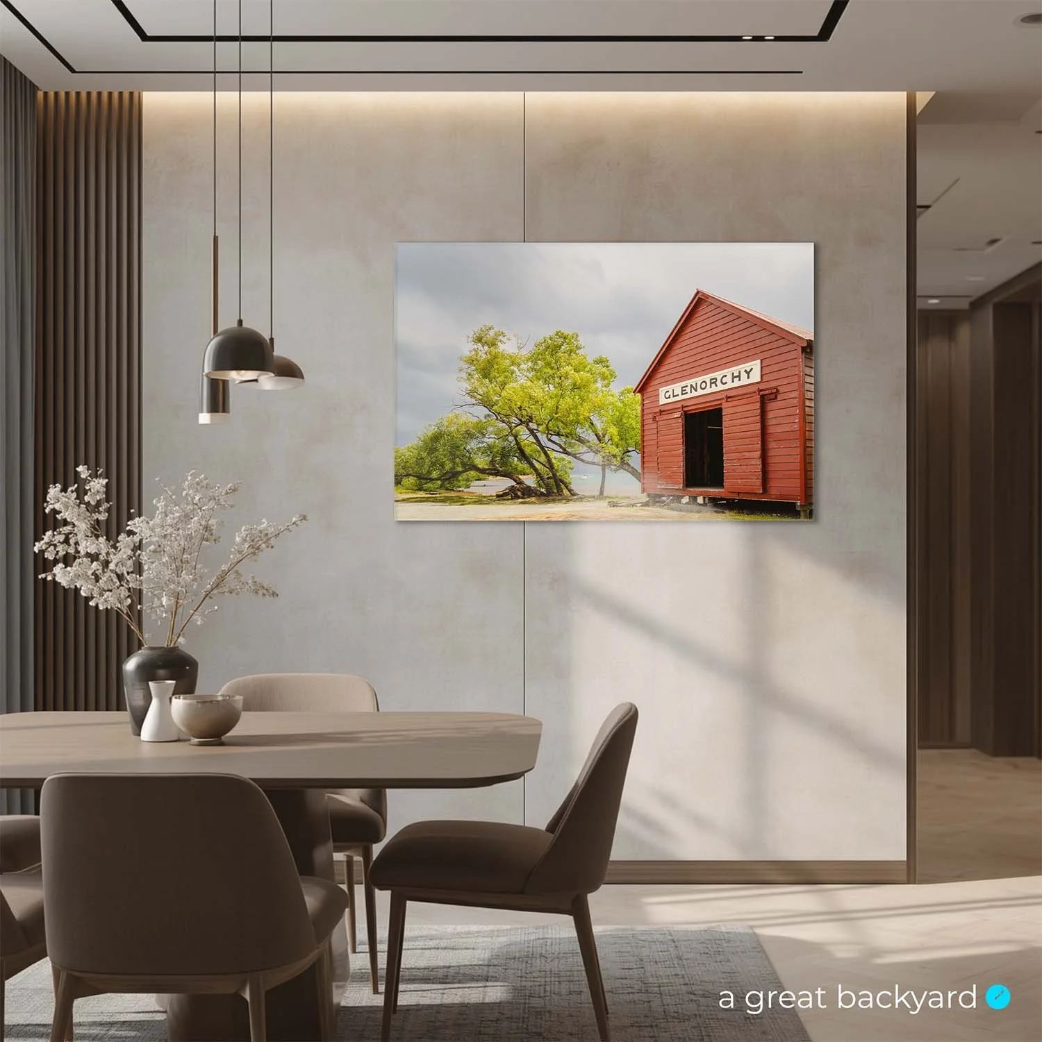 Glenorchy Red Shed print on home wall | a great backyard large format prints
