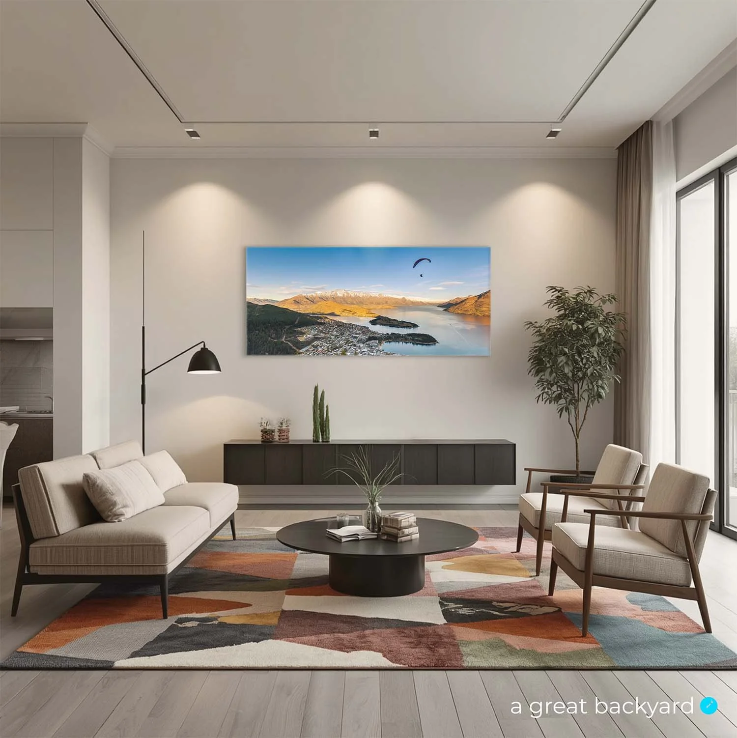 Queenstown paraglider print on home wall | a great backyard Statement Wall Art
