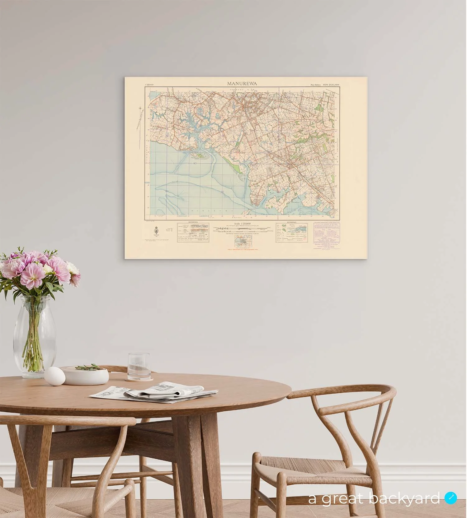 Manurewa map (1945) on interior wall | a great backyard vintage maps