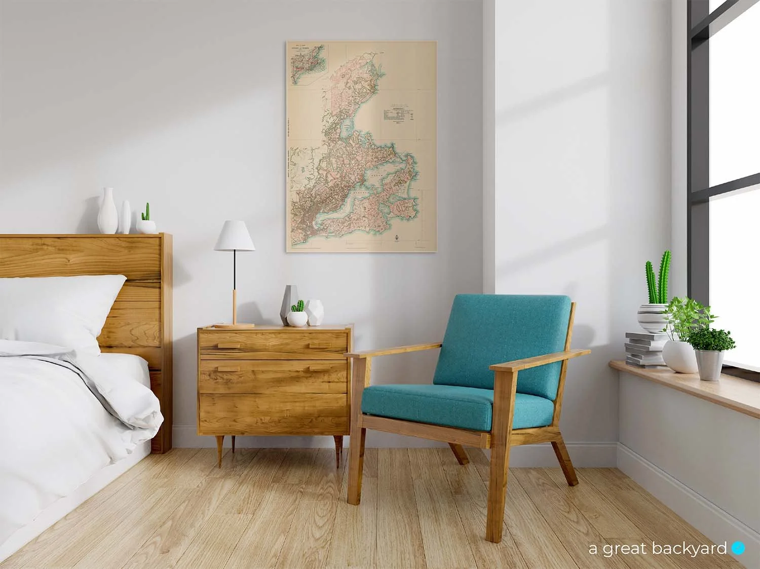 Vintage Dunedin Map (1922) on bedroom wall | a great backyard Statement Wall Art