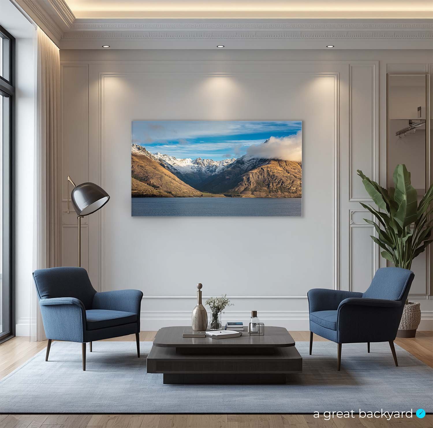Queenstown mountains prints on office wall | a great backyard prints Made in NZ