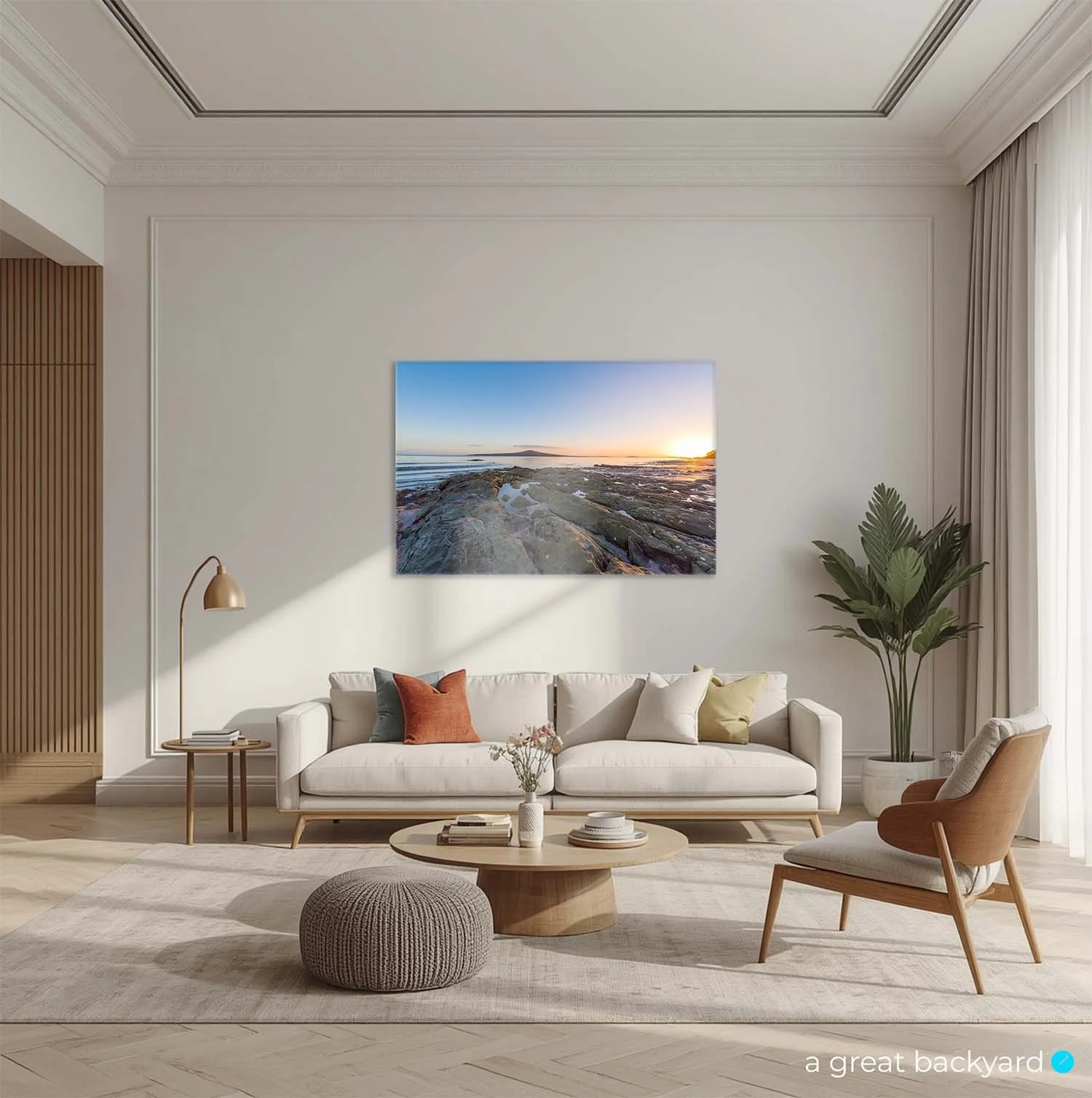 Narrowneck Beach print on home wall | a great backyard New Zealand