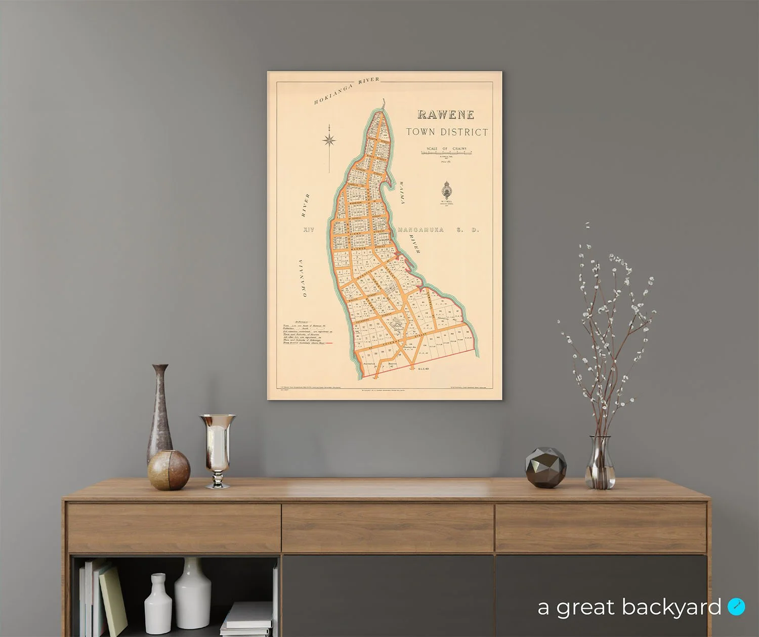 Rawene Map (1925) on home wall | a great backyard heritage maps
