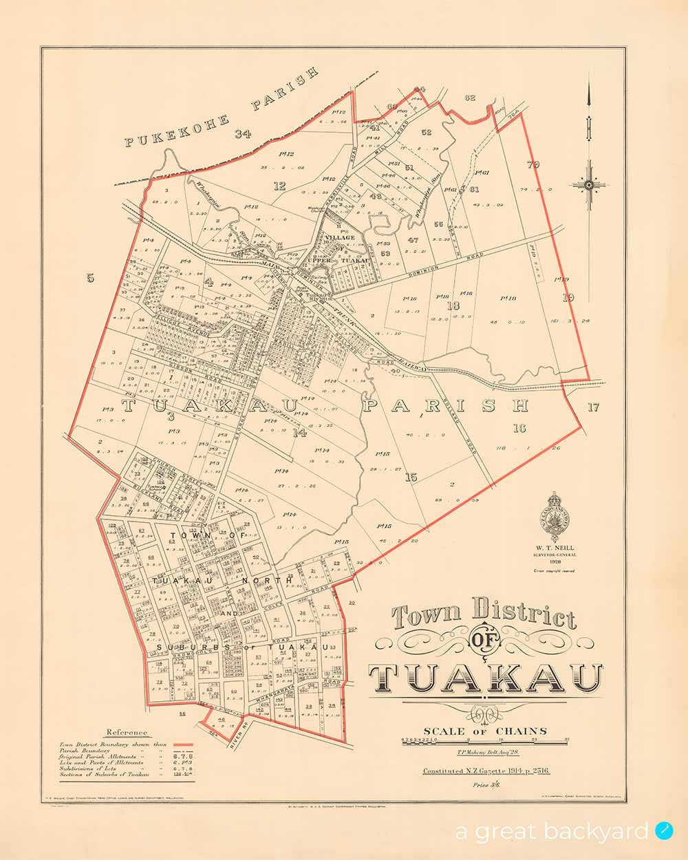 Vintage Tuakau map (1928) | a great backyard New Zealand