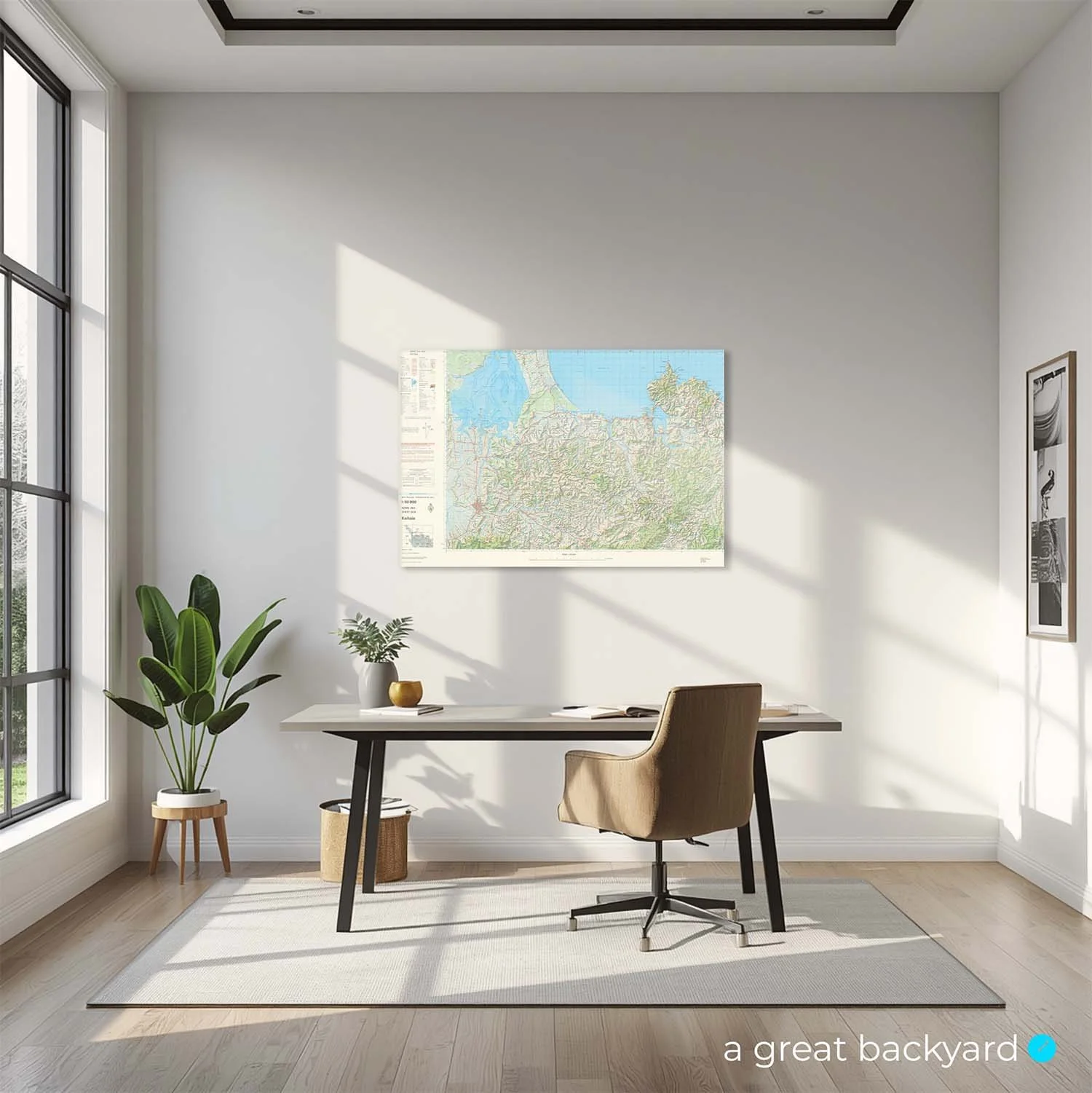 Kaitaia topographical map on office wall | a great backyard historic map prints