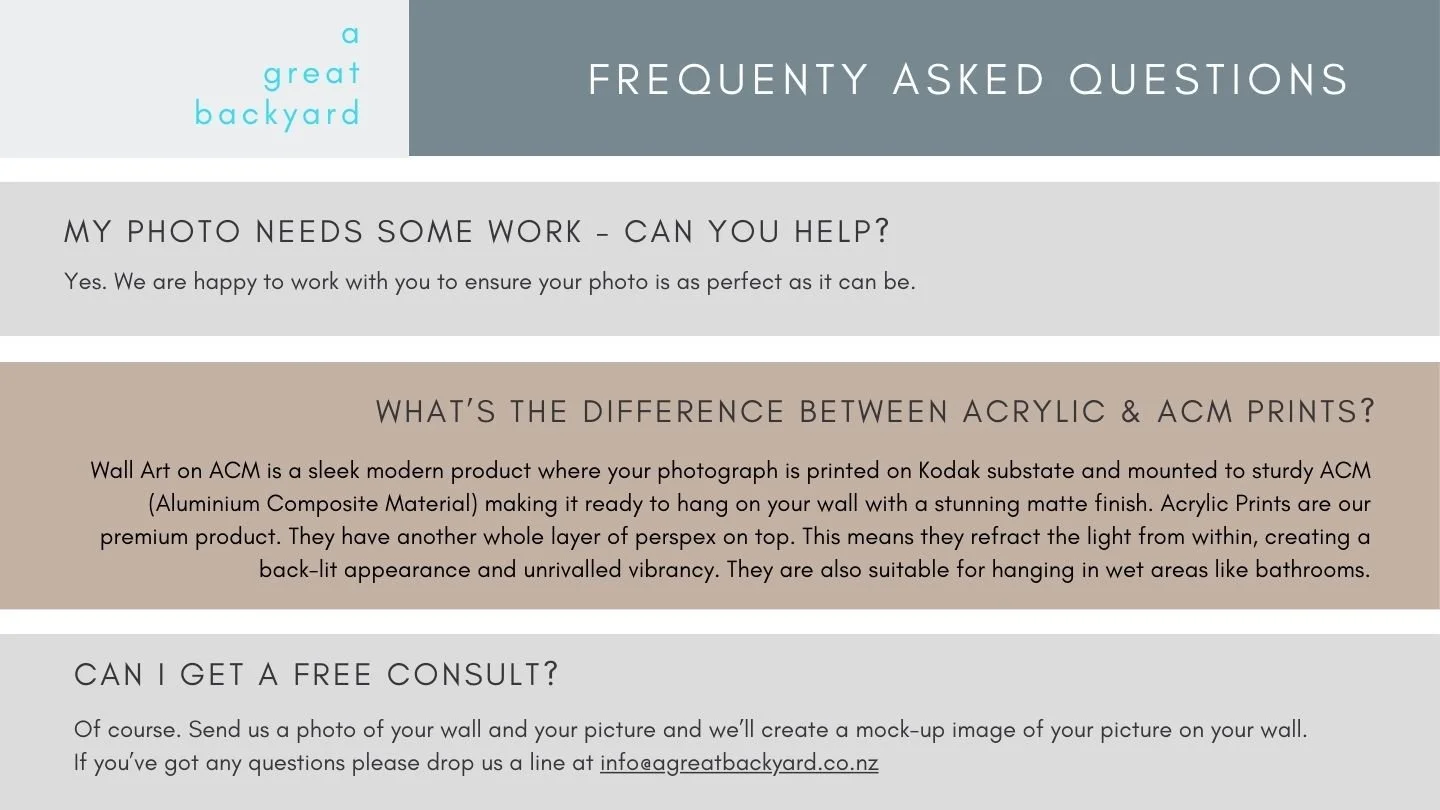 Frequently asked print questions | a great backyard