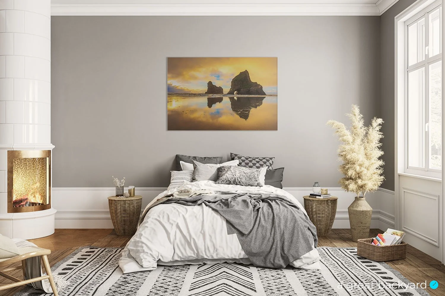 Wharariki Beach sunset print on home wall | a great backyard proudly made in New Zealand