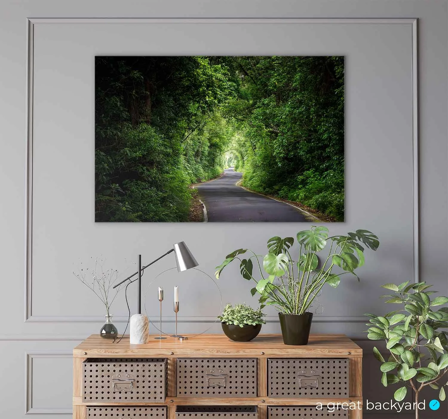 Road to Taranaki print hanging on home wall | a great backyard print & design