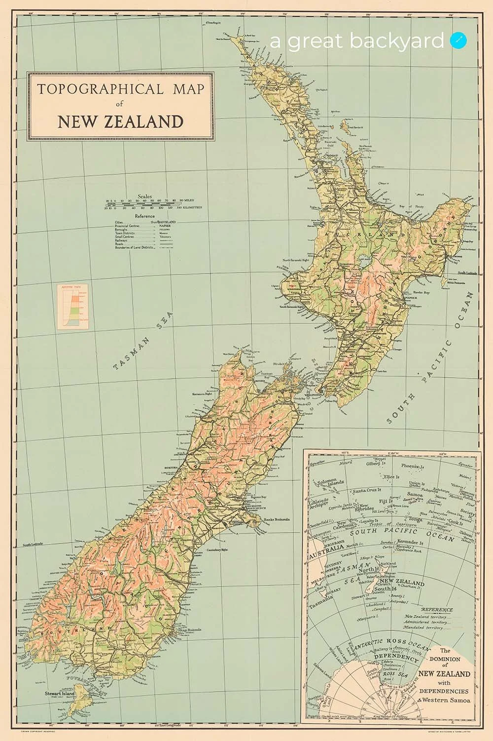 New Zealand Topographical Map (1943) | a great backyard print studio