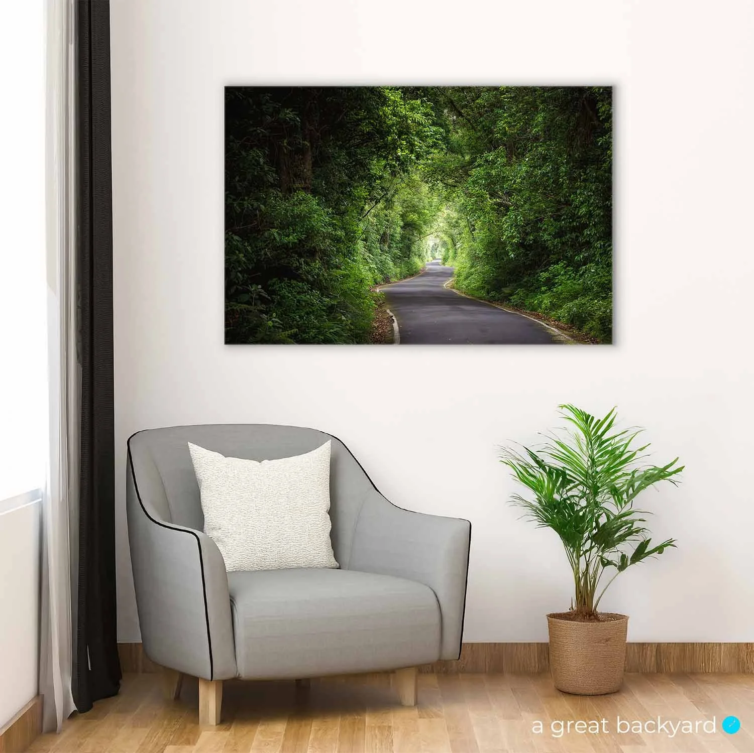 Road to Taranaki print hanging on interior wall | a great backyard print specialists