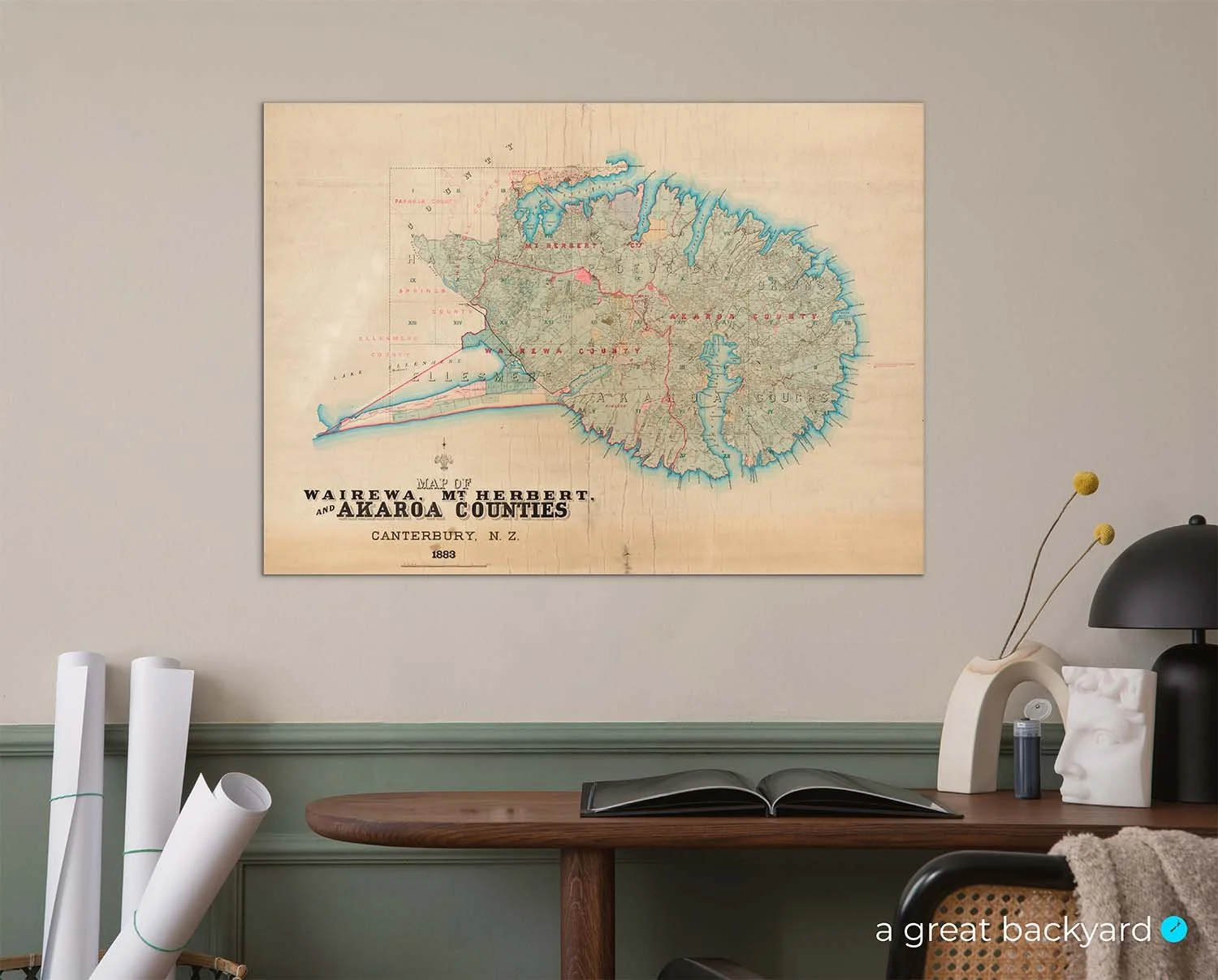 Mt Herbert and Akaroa Map (1883)