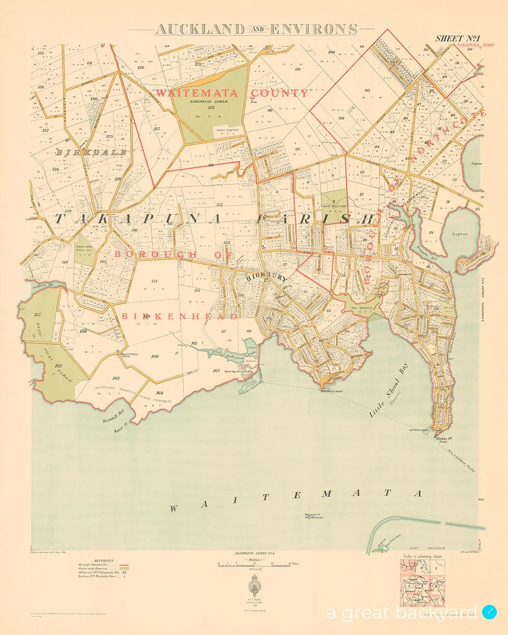 Historical Northcote map (1928) | a great backyard vintage Auckland maps made in NZ
