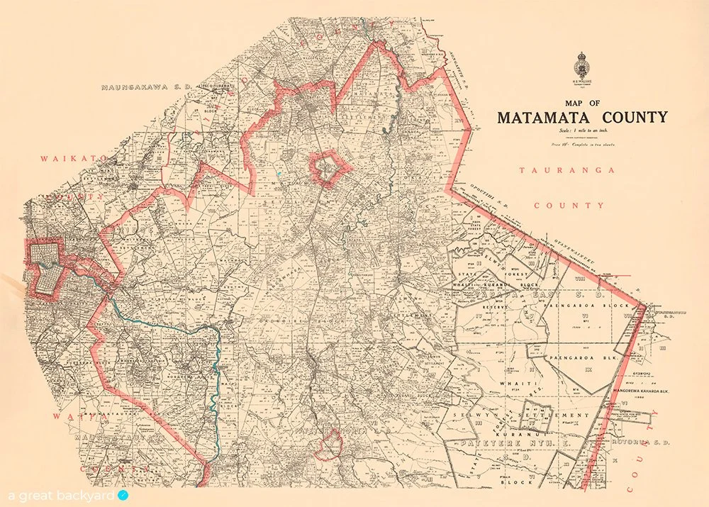 Vintage map of Matamata County | a great backyard print studio